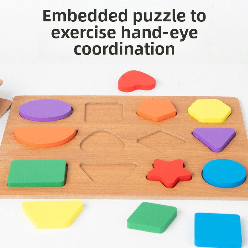 Wooden Alphabet Number Shape Puzzle Board