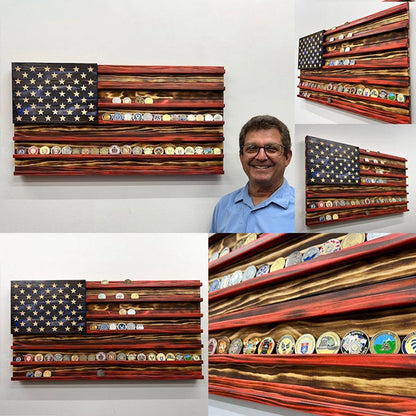 Wooden American Flag Display Ornament
