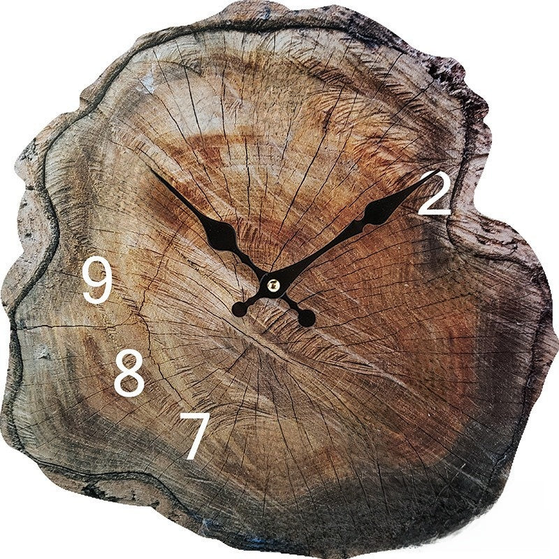 Wooden Annual Ring Wall Clock Silent Quartz Movement