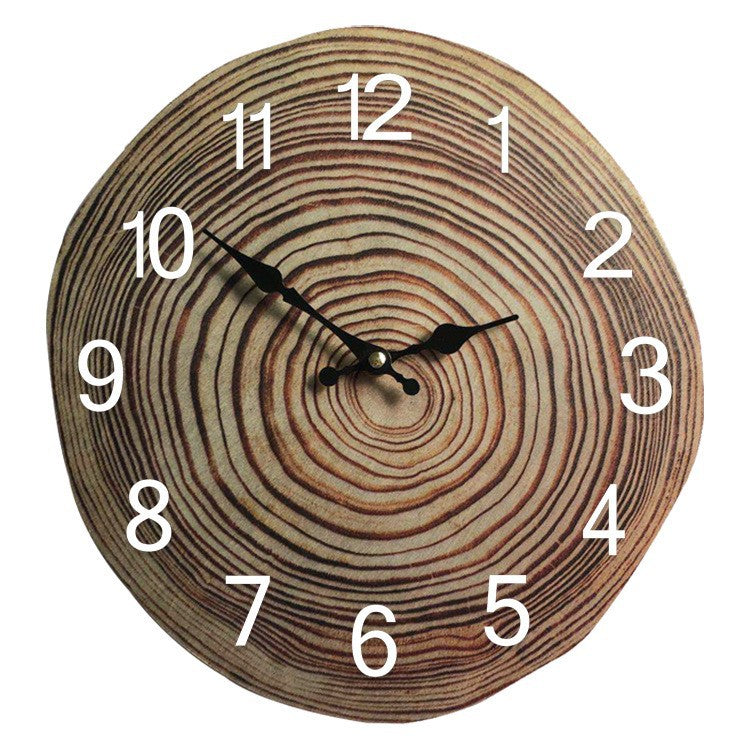 Wooden Annual Ring Wall Clock Silent Quartz Movement
