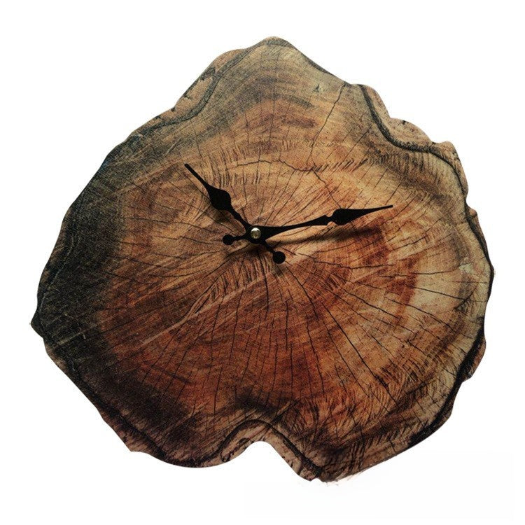 Wooden Annual Ring Wall Clock Silent Quartz Movement