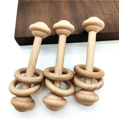 Wooden Baby Rattle Teether Toy with Photo Props