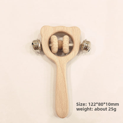 Wooden Baby Rattle Teether Toy with Photo Props
