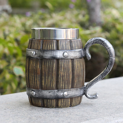 Wooden Barrel Design Beer Mug
