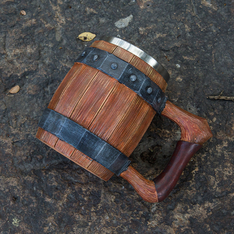Wooden Barrel Design Beer Mug