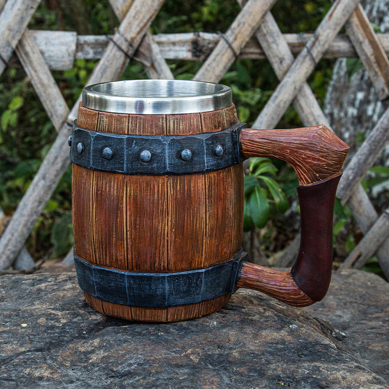 Wooden Barrel Design Beer Mug