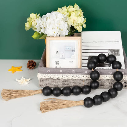 Wooden Bead Garland with Tassel