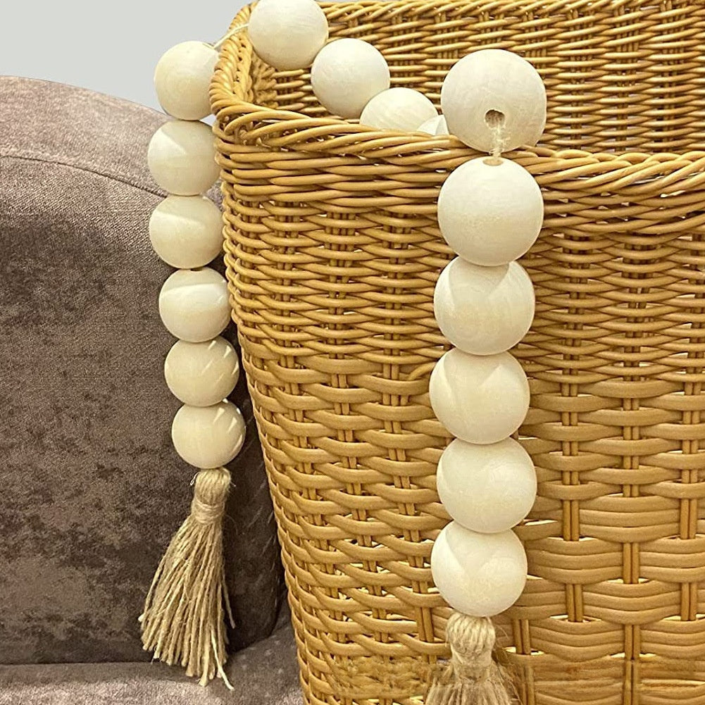 Wooden Bead Garland with Tassel