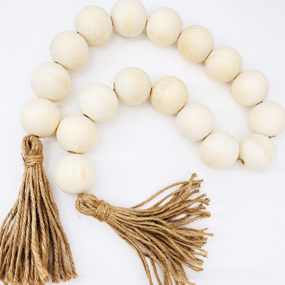 Wooden Bead Garland with Tassel