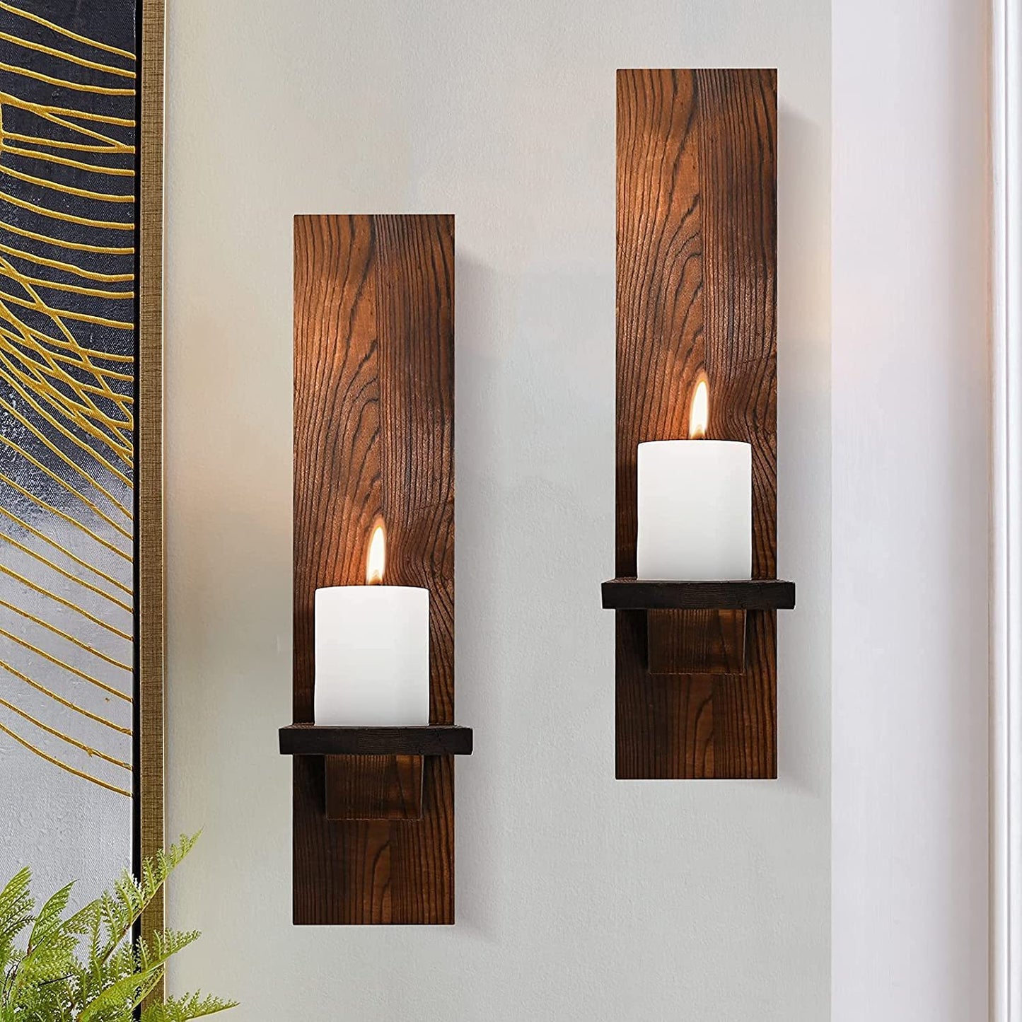 Wooden Candle Holder Floating Rack Cross-border Wholesale Wall-mounted Country Column Candle Holder Hanger for Farmhouse Wall Decoration