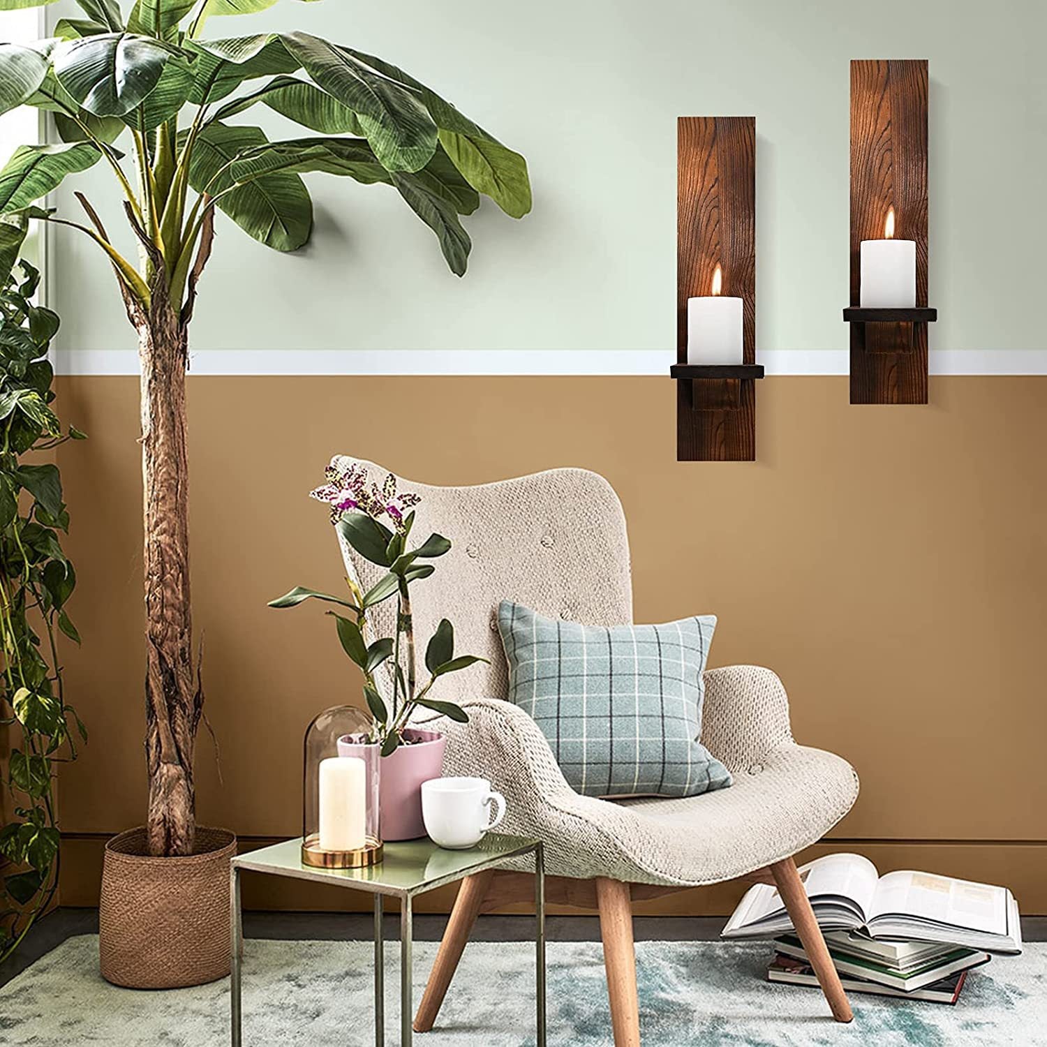 Wooden Candle Holder Floating Rack Cross-border Wholesale Wall-mounted Country Column Candle Holder Hanger for Farmhouse Wall Decoration