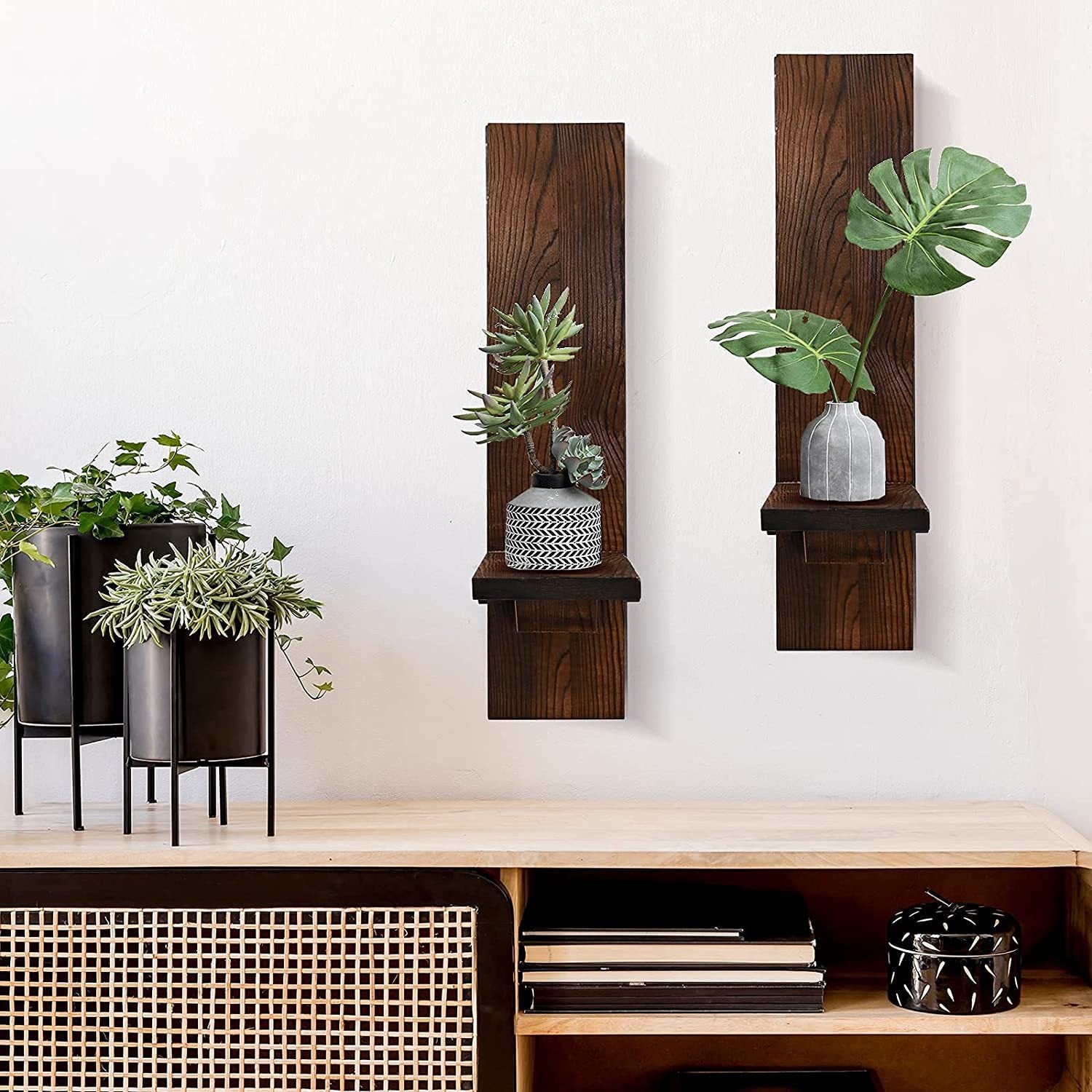 Wooden Candle Holder Floating Rack Cross-border Wholesale Wall-mounted Country Column Candle Holder Hanger for Farmhouse Wall Decoration