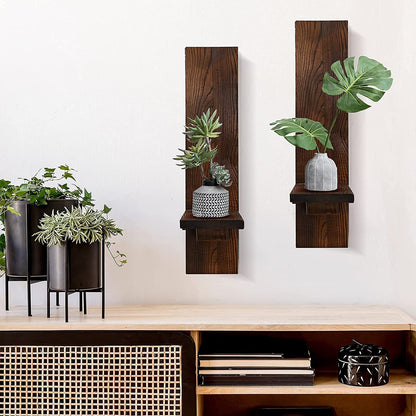 Wooden Candle Holder Floating Rack Cross-border Wholesale Wall-mounted Country Column Candle Holder Hanger for Farmhouse Wall Decoration