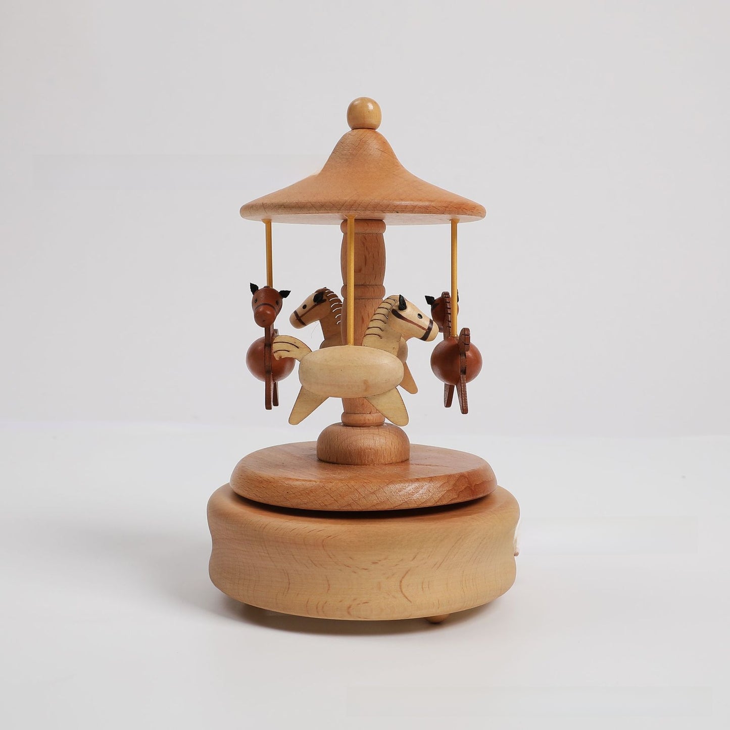 Wooden Carousel Music Box with Ballet Dancer