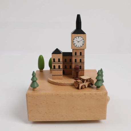 Wooden Carousel Music Box with Ballet Dancer
