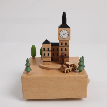 Wooden Carousel Music Box with Ballet Dancer