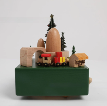 Wooden Carousel Music Box with Ballet Dancer