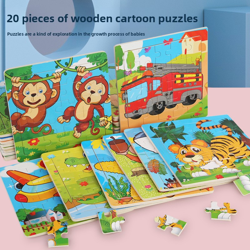 Wooden Cartoon Puzzle Educational Toys