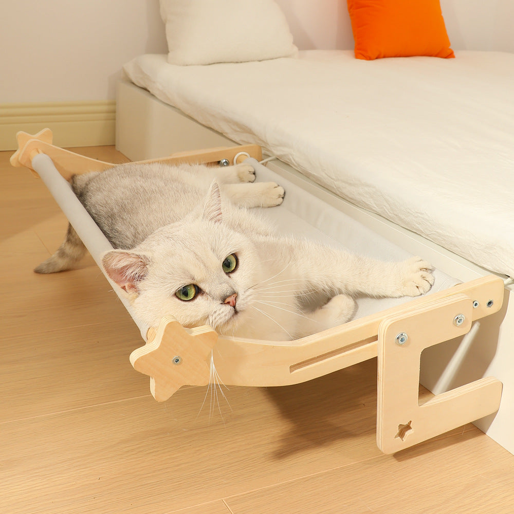 Wooden Cat Hanging Bed for Window or Bedside