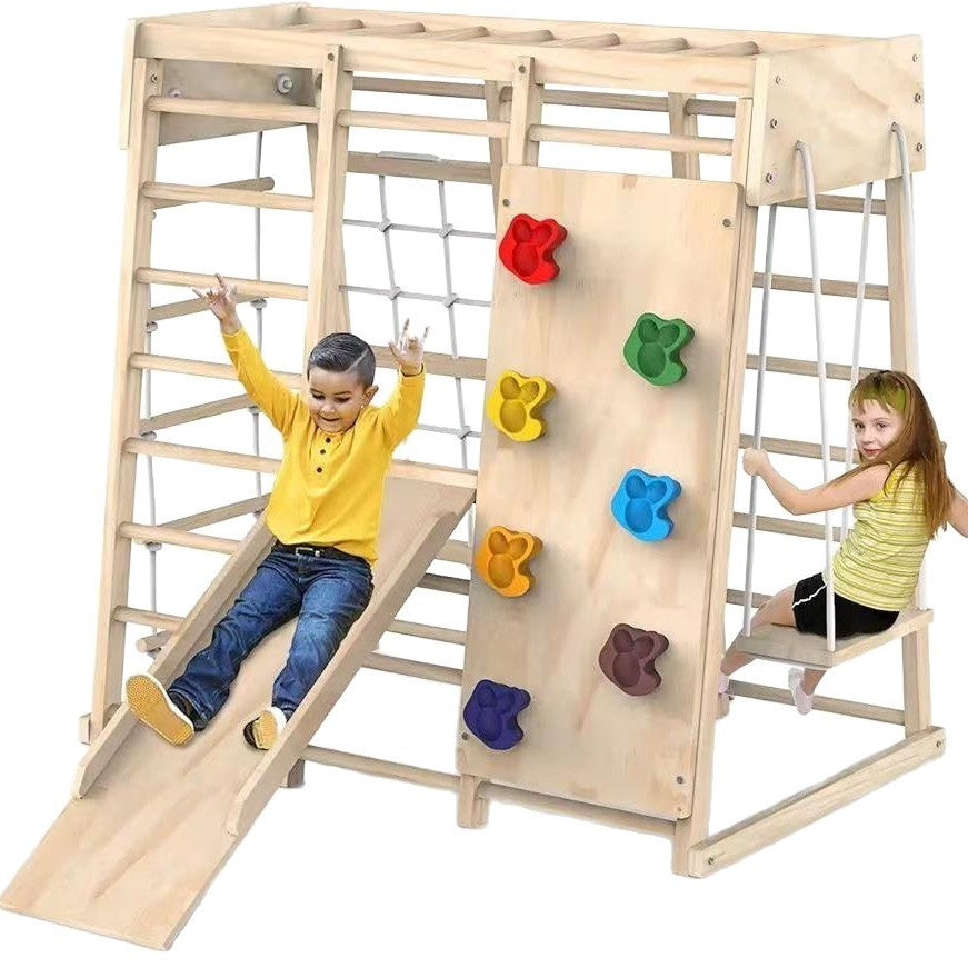 Wooden children's climbing frame