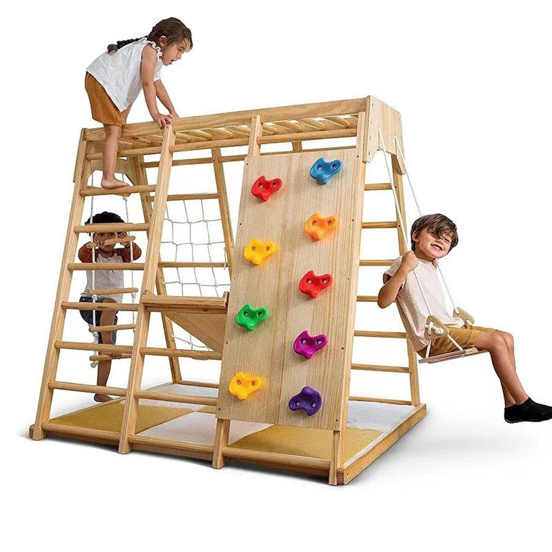 Wooden children's climbing frame