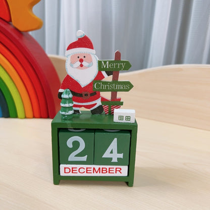 Wooden Christmas Calendar Ornament Desktop Decoration