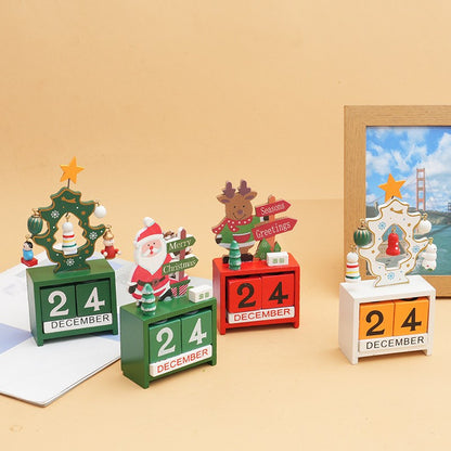 Wooden Christmas Calendar Ornament Desktop Decoration