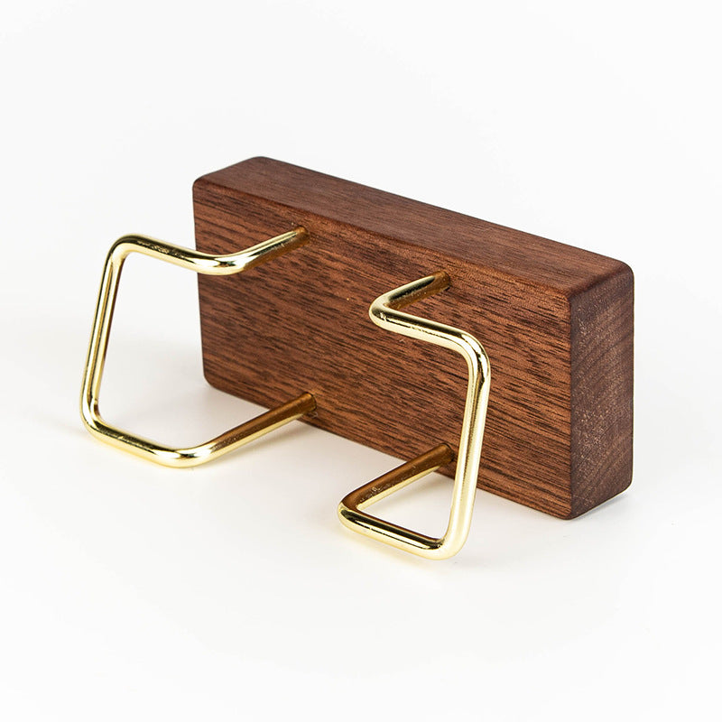 Wooden desktop business card holder