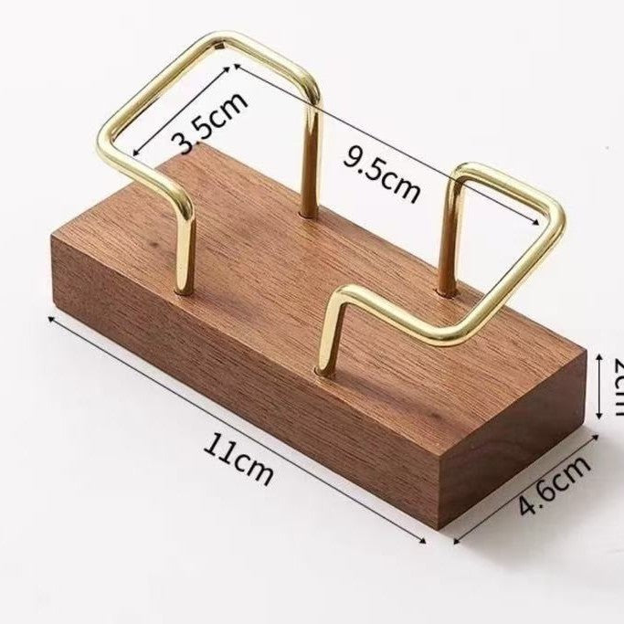 Wooden desktop business card holder