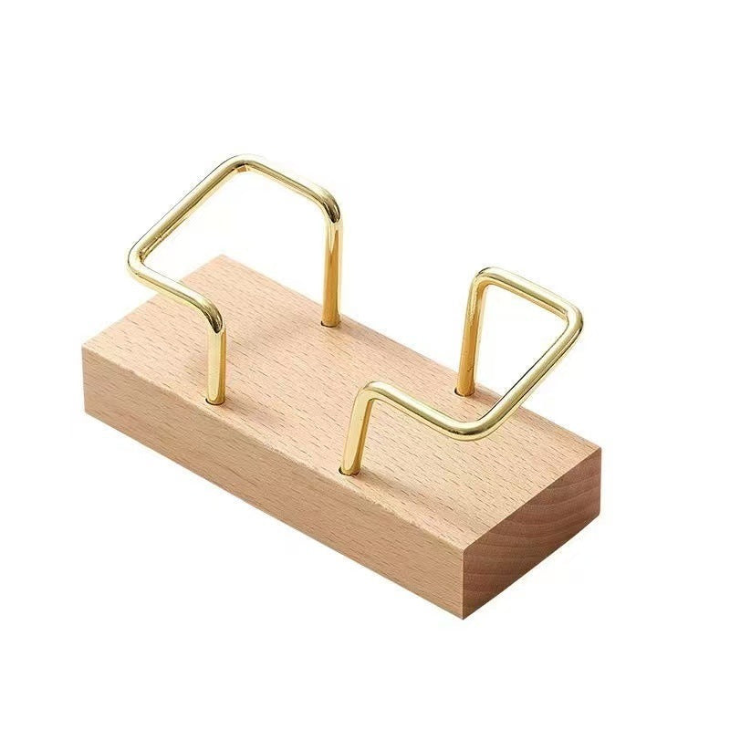 Wooden desktop business card holder