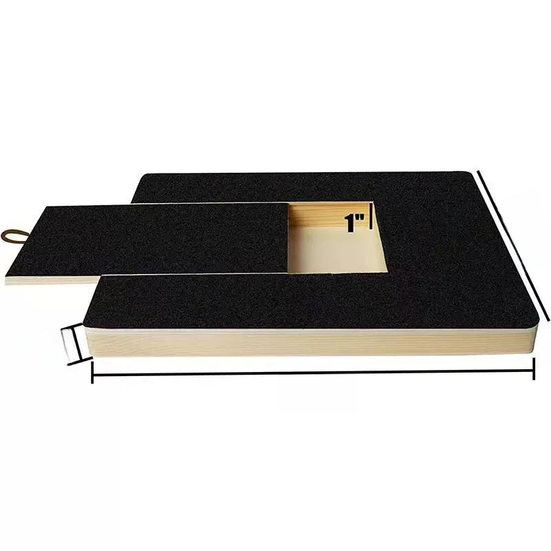 Wooden Dog Scratching Board with Pull-Out Food Box and Sandpaper
