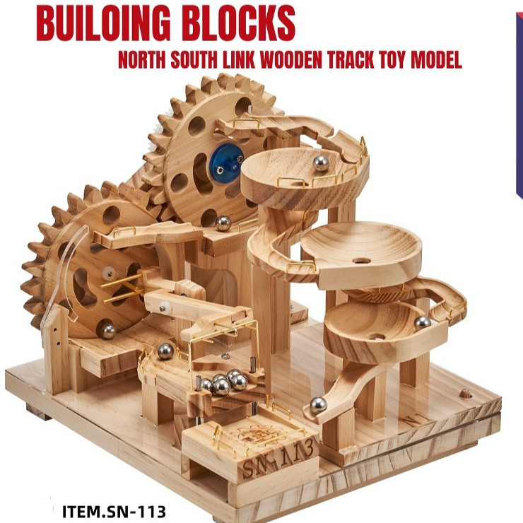 Wooden Electric Ball Track Assembly Puzzle Toy