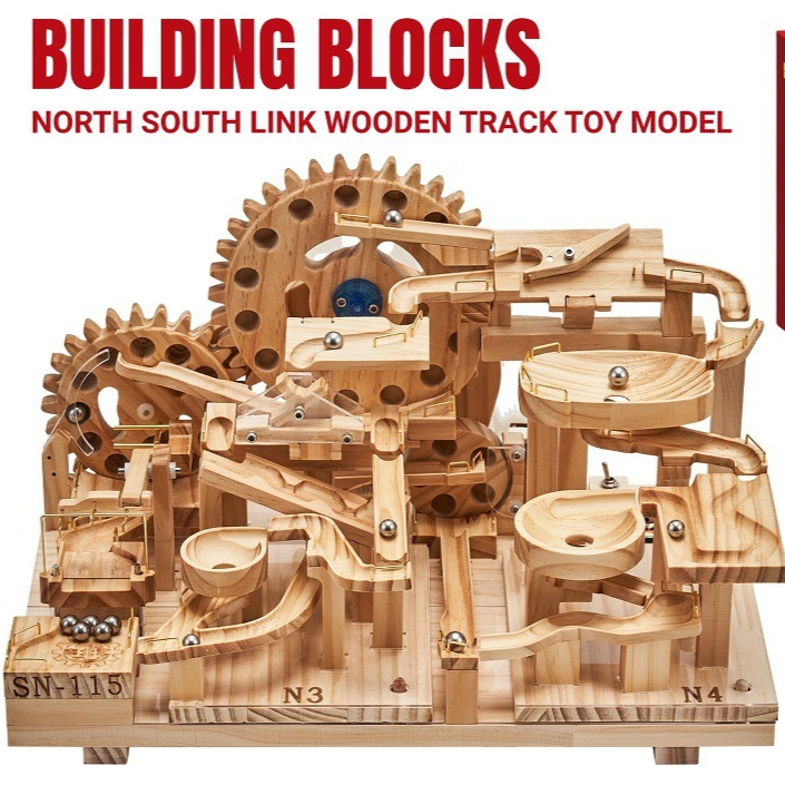 Wooden Electric Ball Track Assembly Puzzle Toy