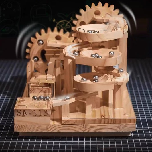 Wooden Electric Ball Track Assembly Puzzle Toy