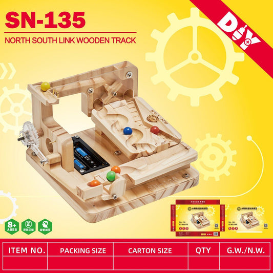 Wooden Electric Ball Track Assembly Puzzle Toy