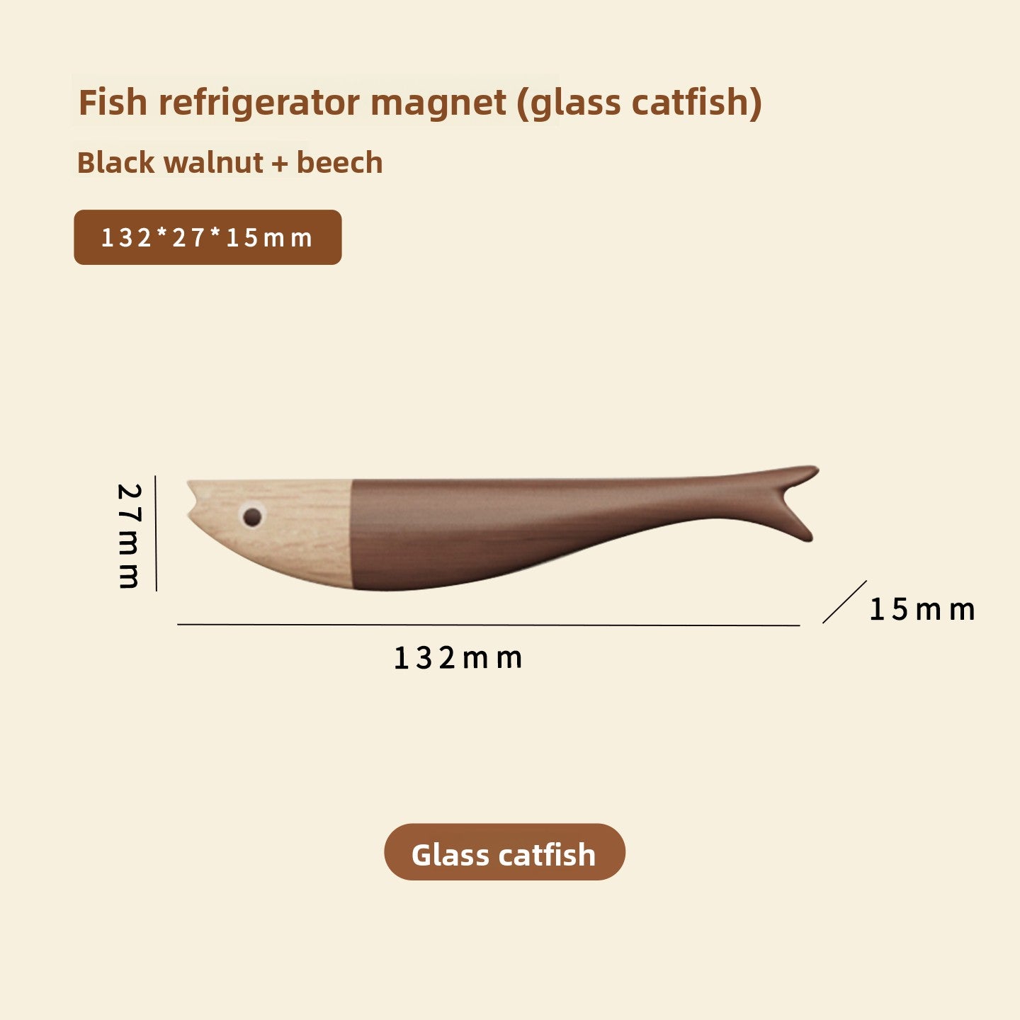 Wooden Fish Fridge Magnet