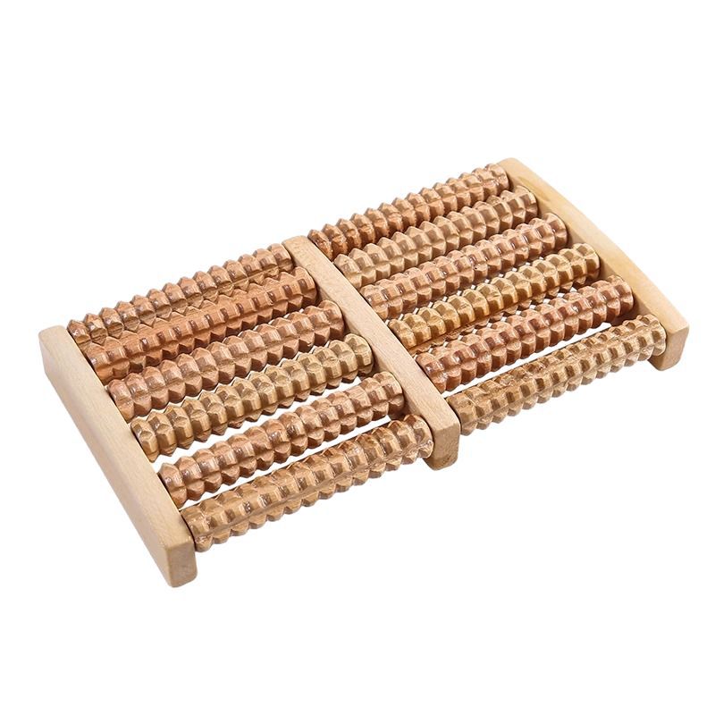 Wooden Foot Massager Roller with Rolling Beads