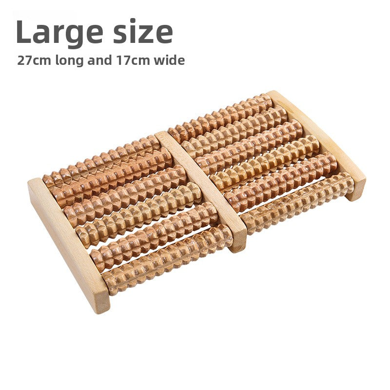 Wooden Foot Massager Roller with Rolling Beads