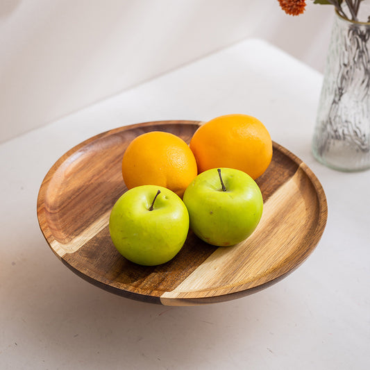 Wooden Footed Round Serving Platter