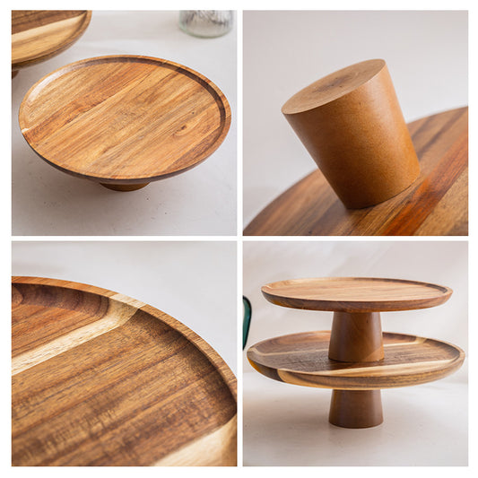Wooden Footed Round Serving Platter