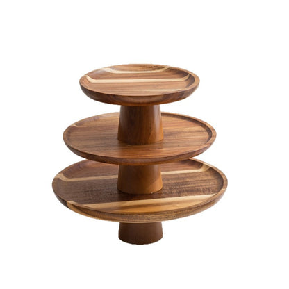 Wooden Footed Round Serving Platter