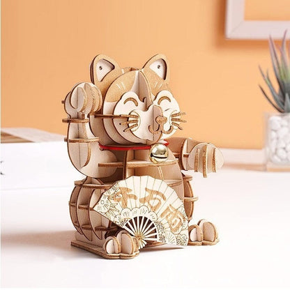 Wooden Fortune Cat 3D Puzzle