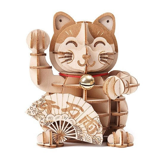 Wooden Fortune Cat 3D Puzzle