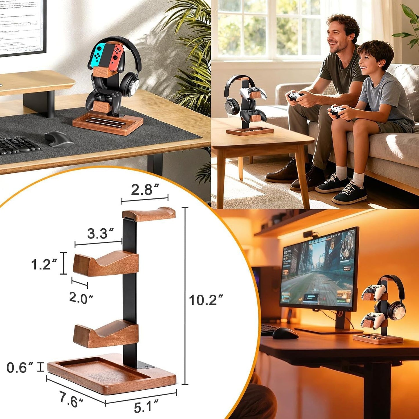 Wooden Gaming Headphone Stand