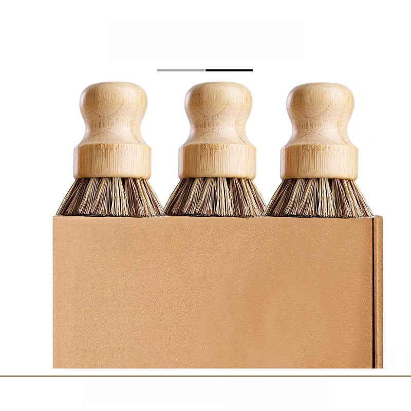 Wooden Handle Pot and Dish Cleaning Brush Set