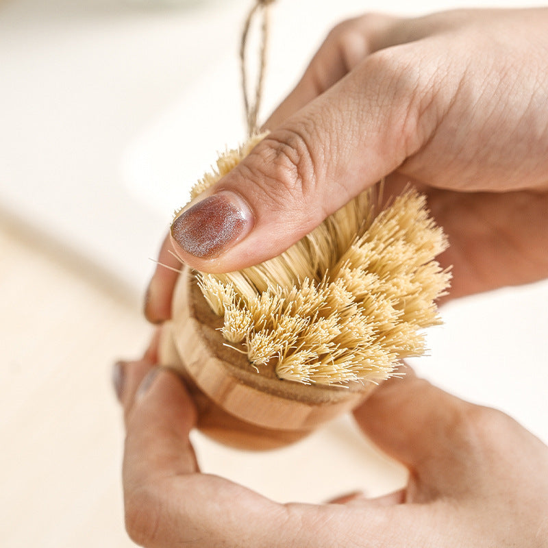 Wooden Handle Pot and Dish Cleaning Brush Set