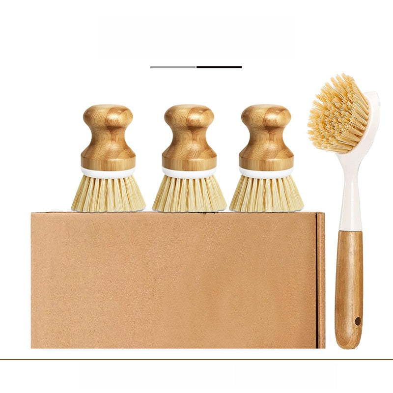 Wooden Handle Pot and Dish Cleaning Brush Set