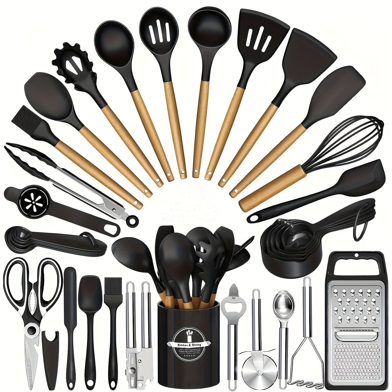 Wooden Handle Silicone Kitchen Tool Set
