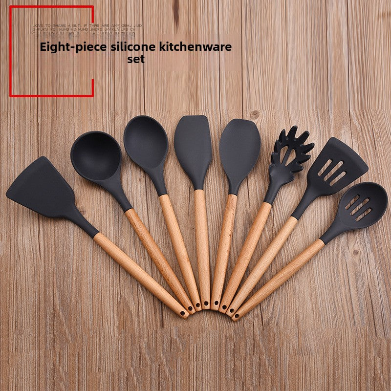 Wooden Handle Silicone Kitchen Utensil Set