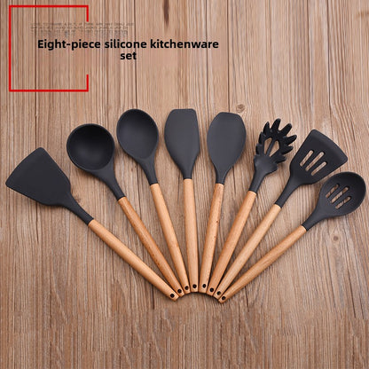 Wooden Handle Silicone Kitchen Utensil Set